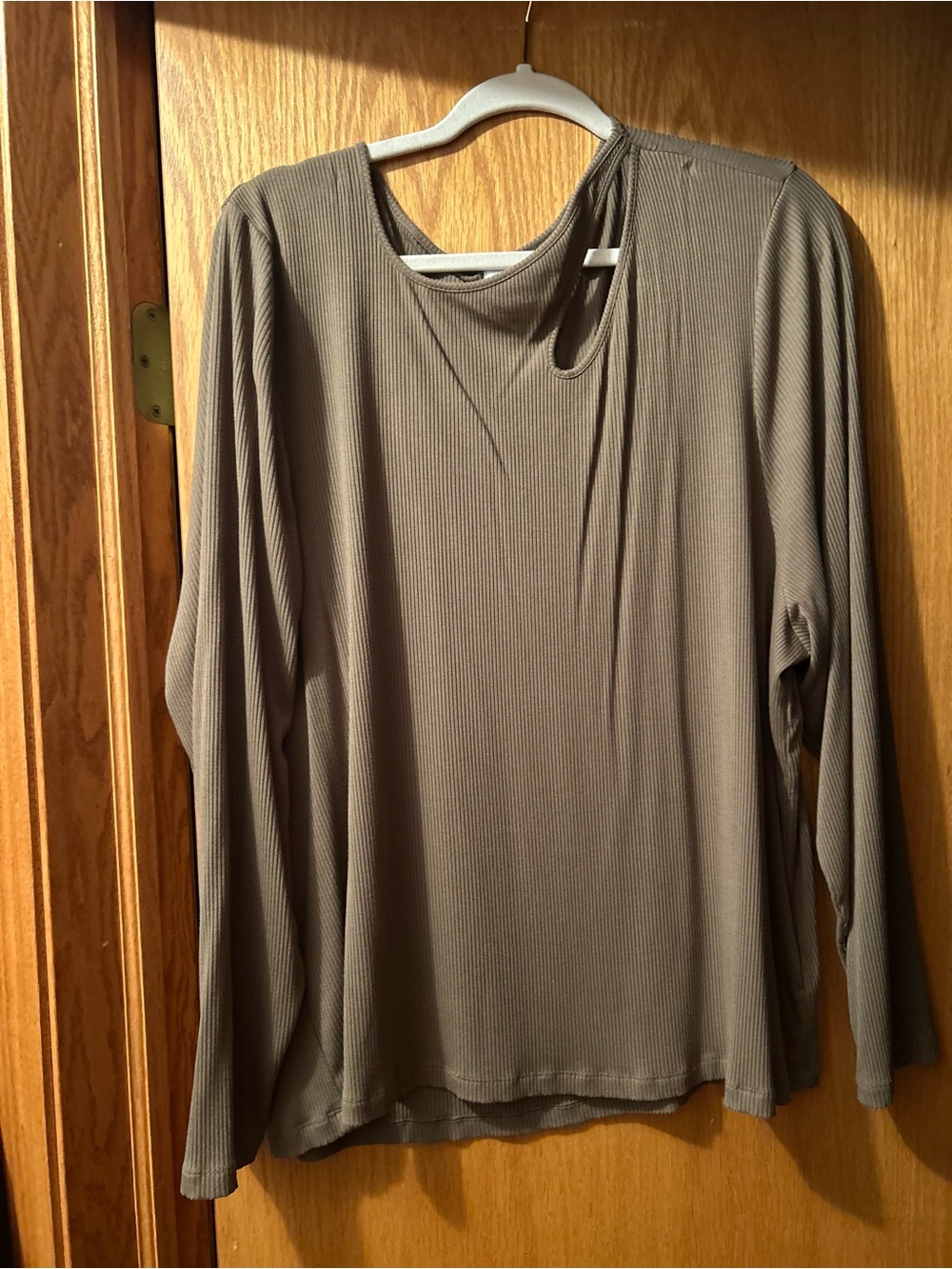 Everyday Ribbed Long-Sleeve Top in Taupe